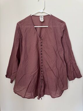 100% Cotton Button Down Mauve Blouse M